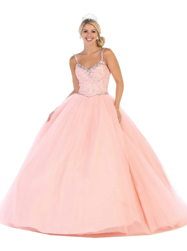 organza gown dressesMay Queen - LK106 Sleeveless Embellished Ballgown