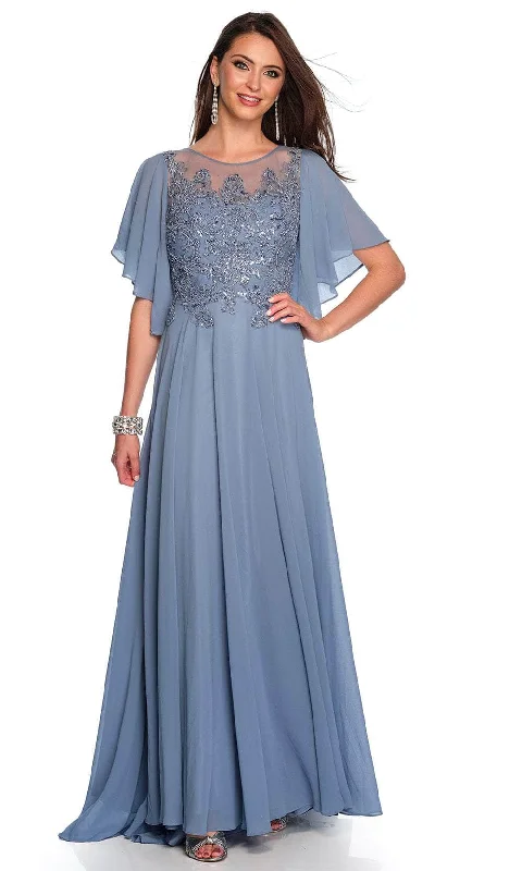 tulle gown dressesDave & Johnny 11676 - Short Sleeve A-Line Formal Gown