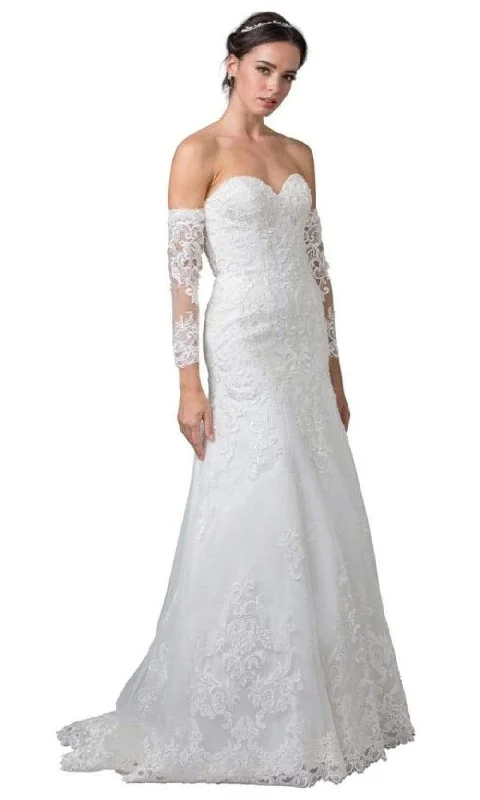 lace gown dressesAspeed Bridal - W2376 Arm Sleeve Sweetheart Bridal Gown