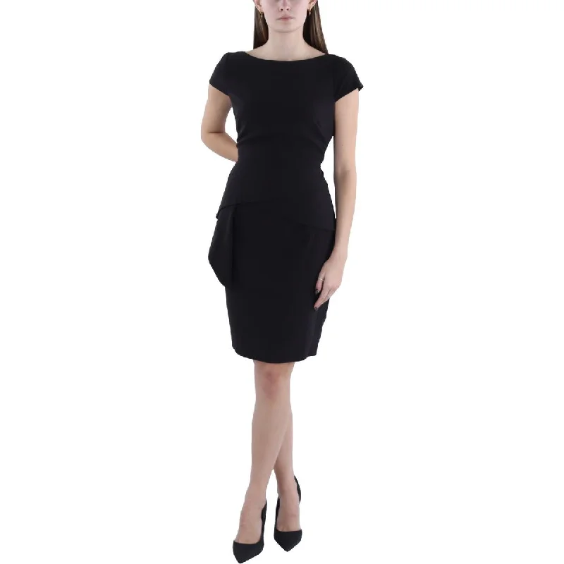 button-down midi dressesPetites Womens Draped Front Midi Bodycon Dress