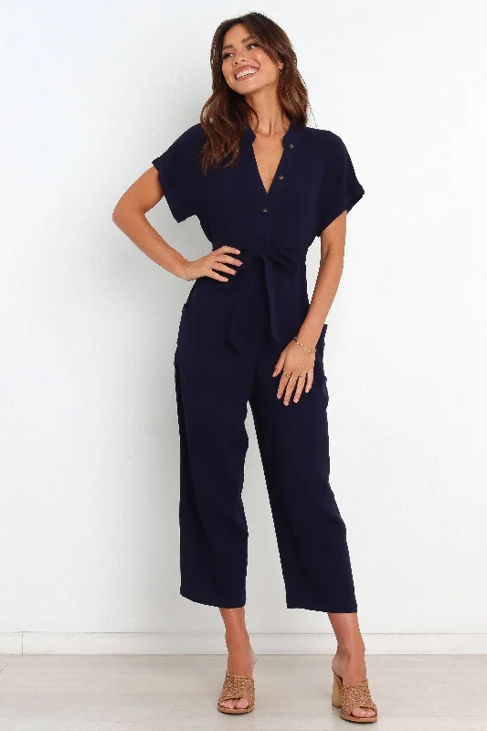 women's jumpsuits for apple-shaped bodiesArchie Jumpsuit - Navy