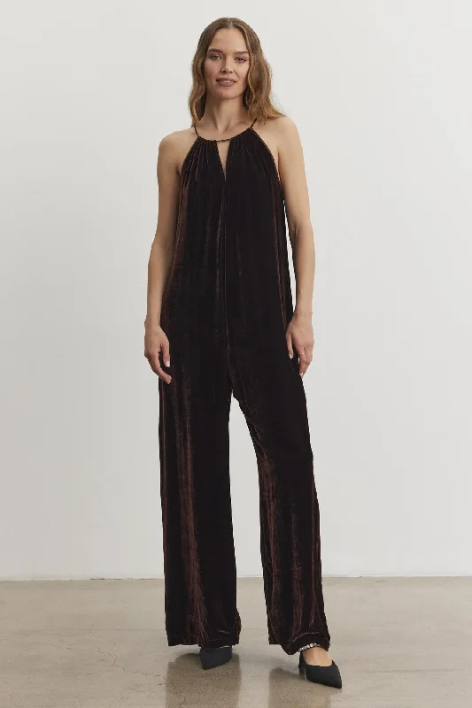 women's cropped jumpsuitsCIENNA SILK VELVET JUMPSUIT