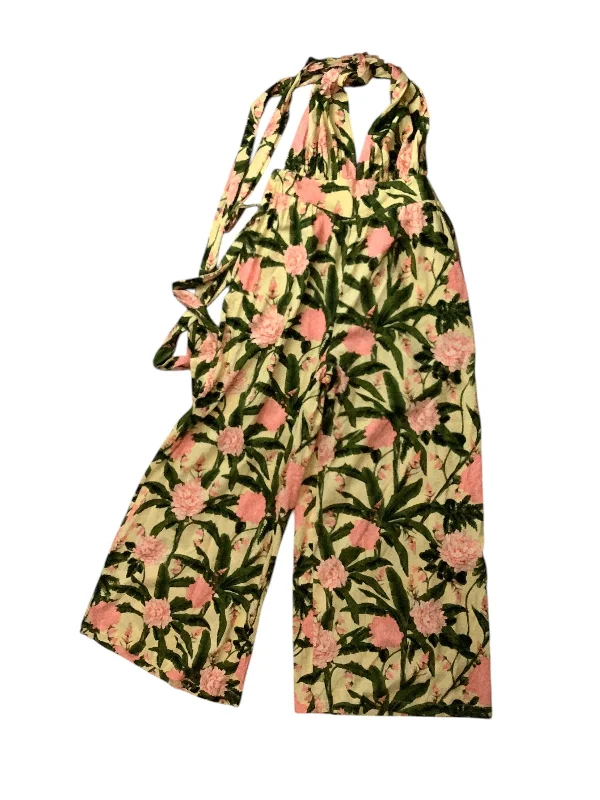 women's jumpsuits with off-the-shoulder sleevesJumpsuit By Target-designer In Tropical Print, Size: L