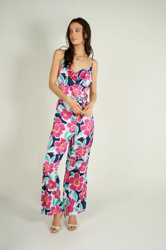 women's jumpsuits for winterFloral satin jumpsuit - MAGALI - (R-C11)