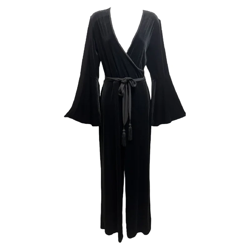 women's loose-fit jumpsuitsVelvet Bell Sleeve Jumpsuit By Calvin Klein In Black, Size: 8