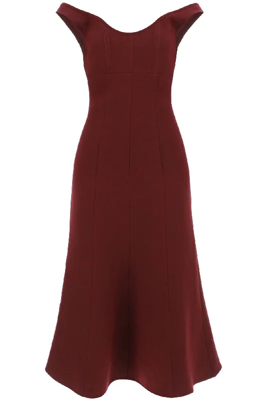 tulle midi dressesRoland Mouret Women's Wool Silk Off-The-Shoulder Midi Dress