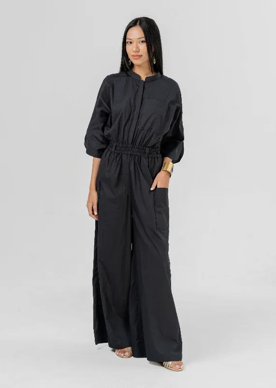 women's jumpsuits with off-the-shoulder sleevesPEGASUS - SOOT