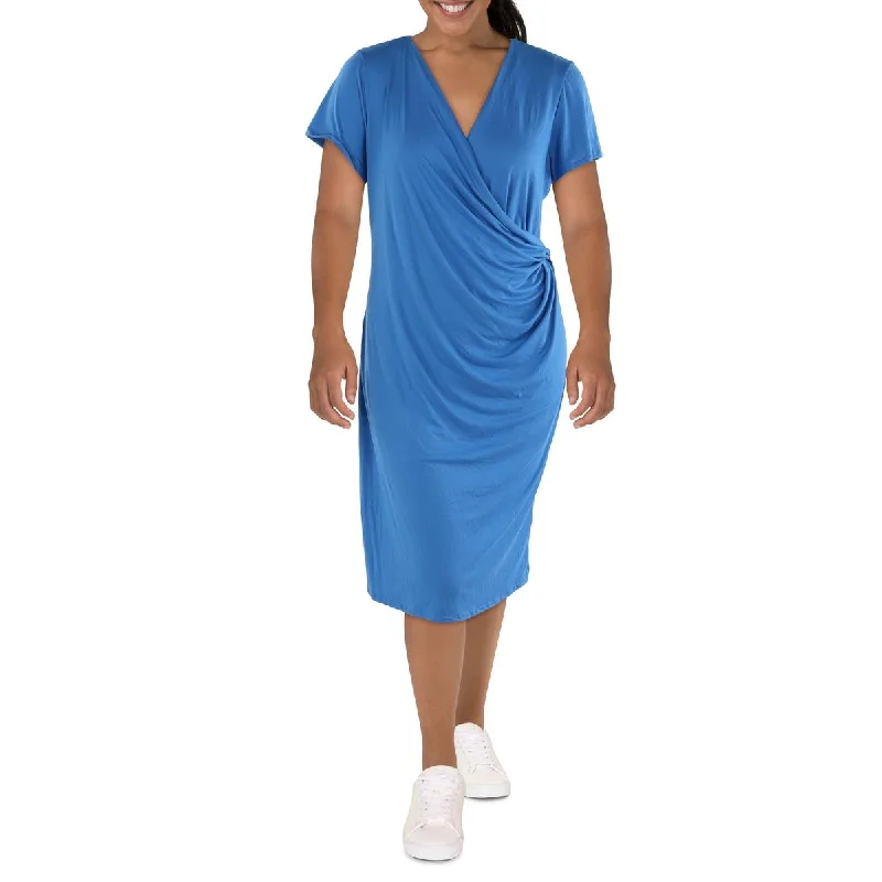 casual midi dressesPlus   Womens Surplice Midi T-Shirt Dress