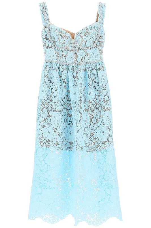 lined midi dressesSelf Portrait Women's Midi Dress In Floral Lace With Crystals