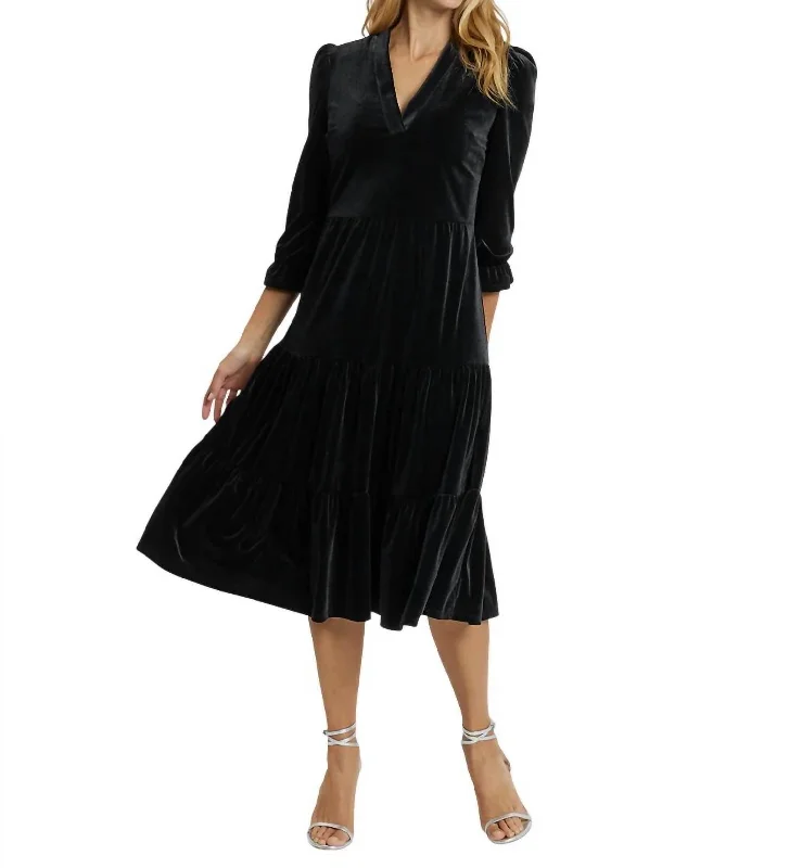 quick-dry midi dressesMaggie Velvet Midi Dress In Black