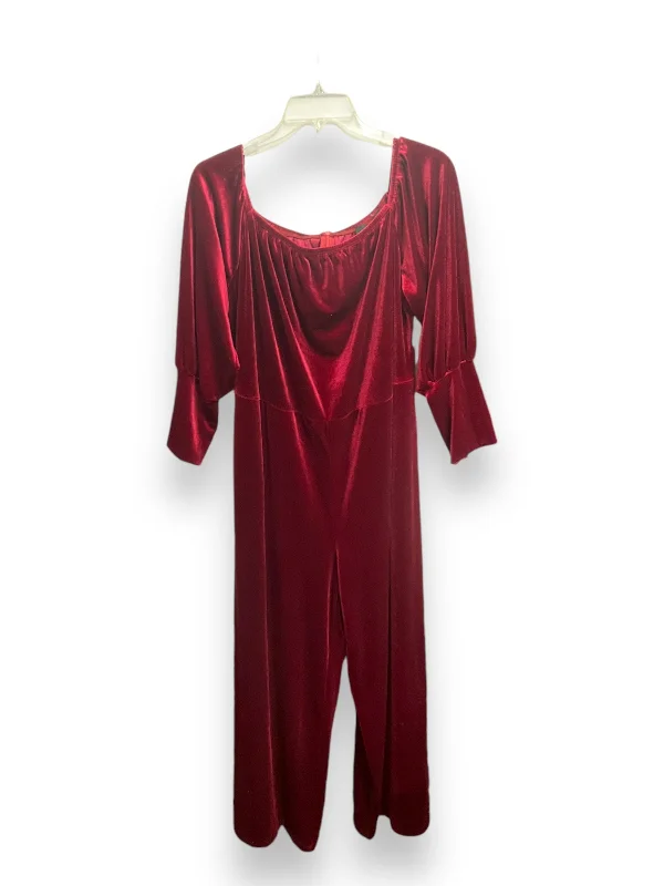 women's jumpsuits for hourglass figuresJumpsuit By Ashley Stewart In Red, Size: 1x