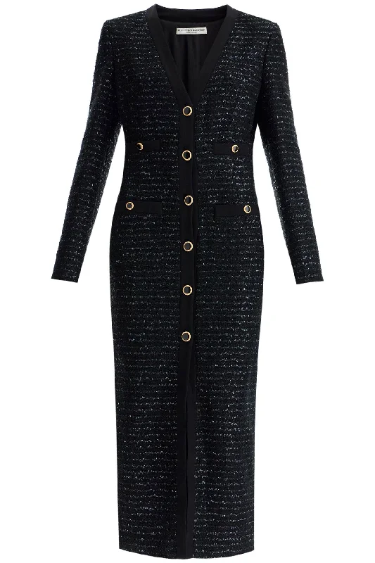 midi dresses without sleevesAlessandra Rich Women's Midi Tweed Dress With Sequins