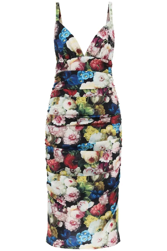 mid-length midi dressesDolce & Gabbana Women's Nocturnal Flower Draped Midi Dress