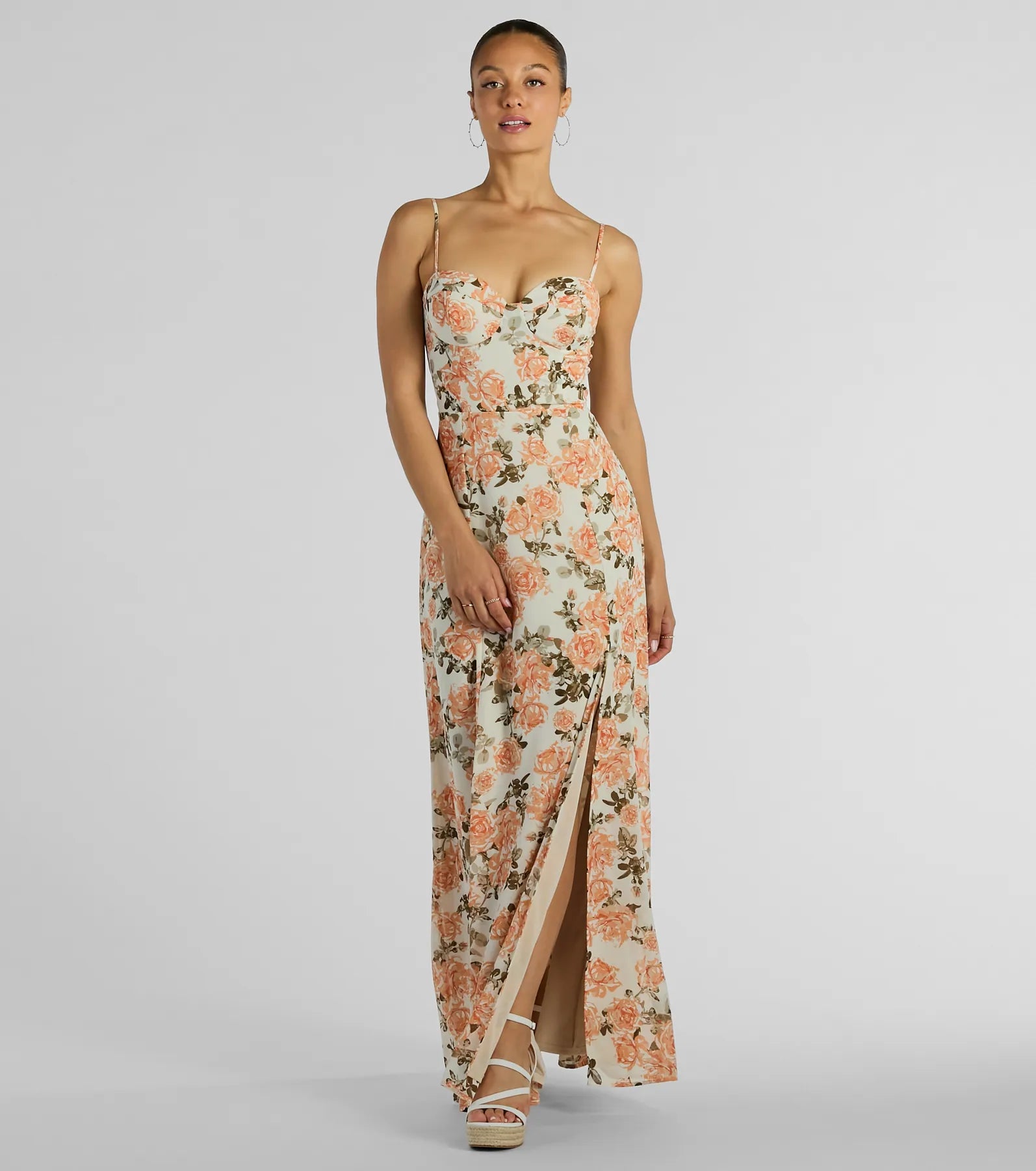 maxi dresses for partiesGorgeous Arrival Rose Floral Chiffon Maxi Dress