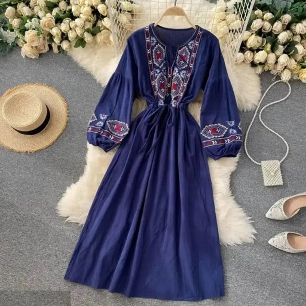 maxi dresses for active wear (with stretch fabric)Beautiful Rayon Embroidered Western Boho Long Maxi Dress For Women