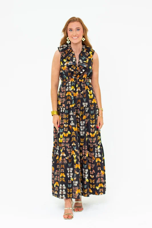 silk maxi dressesCrawford Ruffle Sleeve Maxi Dress - Mariposa