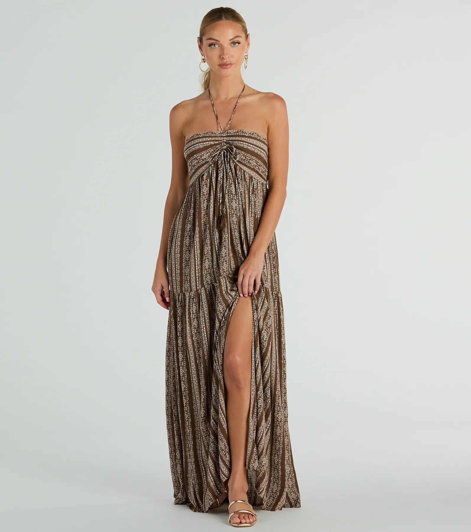 maxi dresses for day-to-night wearDesert Princess Halter Maxi Dress With Pockets