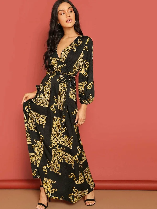 affordable maxi dressesBlack And Yellow Stylish Party Wear Bsy Linen Maxi