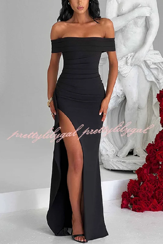 maxi dresses for all seasons and occasionsSexy Lady Off Shoulder High Slit Maxi Dress