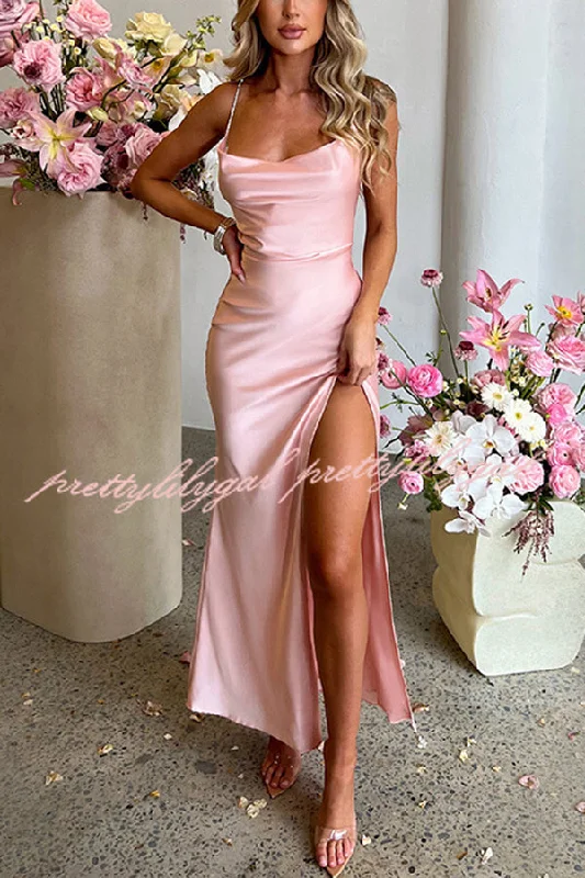 maxi dresses for travelSexy Backless Suspender High Slit Slim Maxi Dress