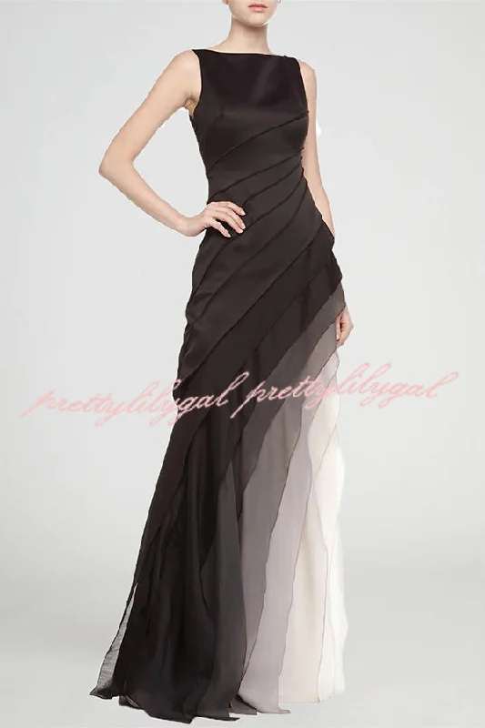 maxi dresses with back pocketsElegant and Mysterious Tulle Gradient Cascading Design Gown Maxi Dress