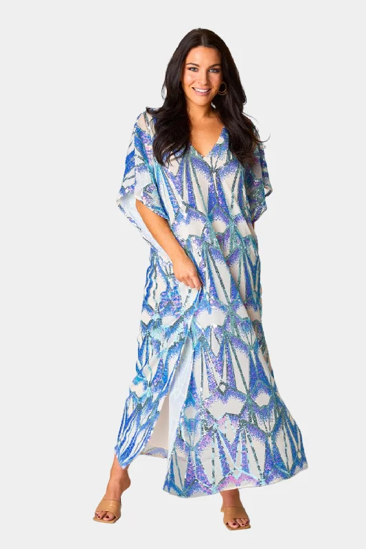 maxi dresses with beltsAtlas Sequin Caftan Maxi Dress - Queen of The Sea