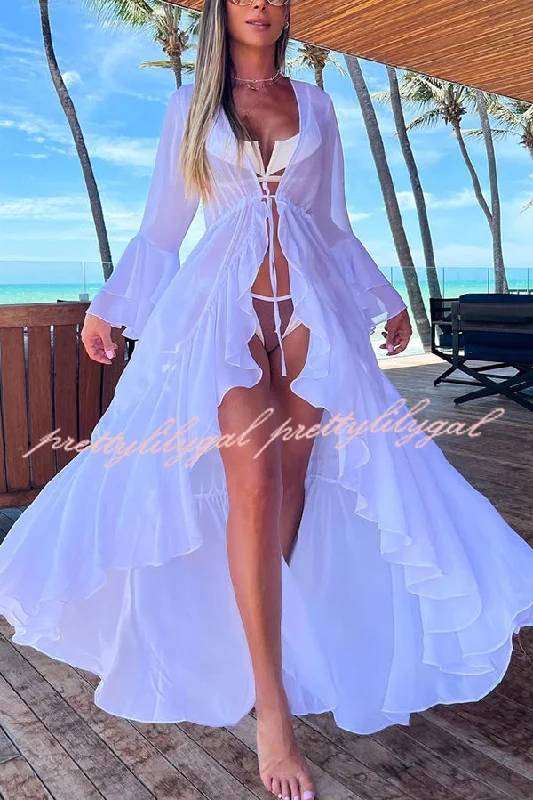 maxi dresses with sweetheart necksFashionable Beach Semi-transparent Waist Cover-up Maxi Dress