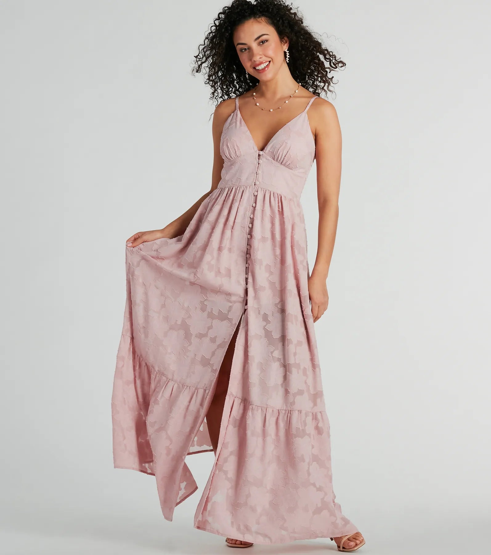 maxi dresses for winter (with tights)Effortless Beauty Chiffon Burnout Floral Maxi Dress