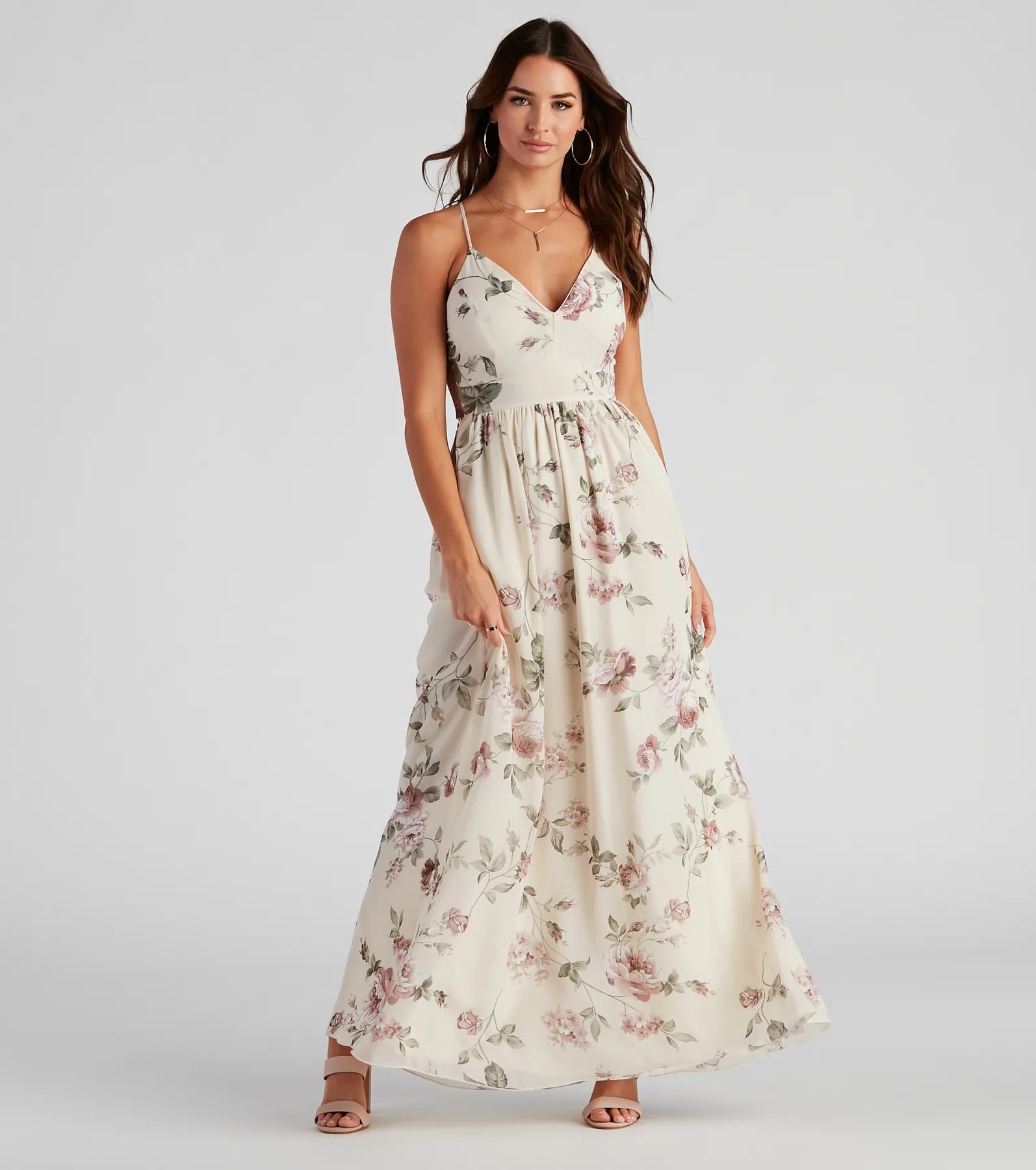 maxi dresses with pockets and sleevesFloral Romance Chiffon Maxi Dress