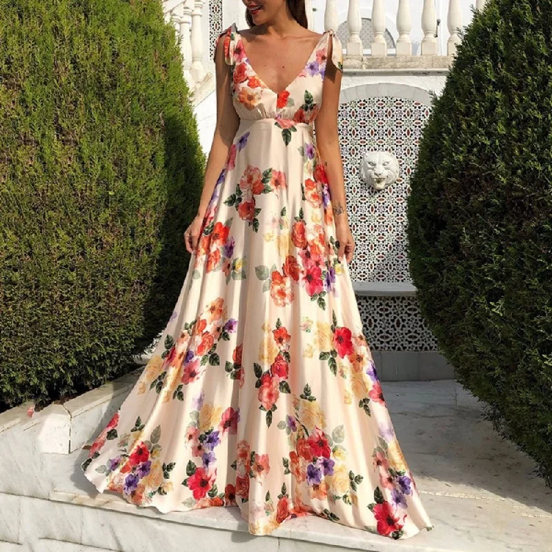 maxi dresses for special occasionsSummer Boho Backless Sleeveless Long Maxi Dress