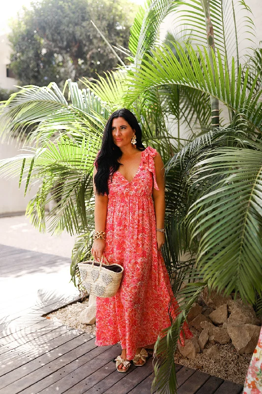 maxi dresses with pockets and sleevesMeme Tie-Shoulder Maxi Dress - Hawaiian Sun