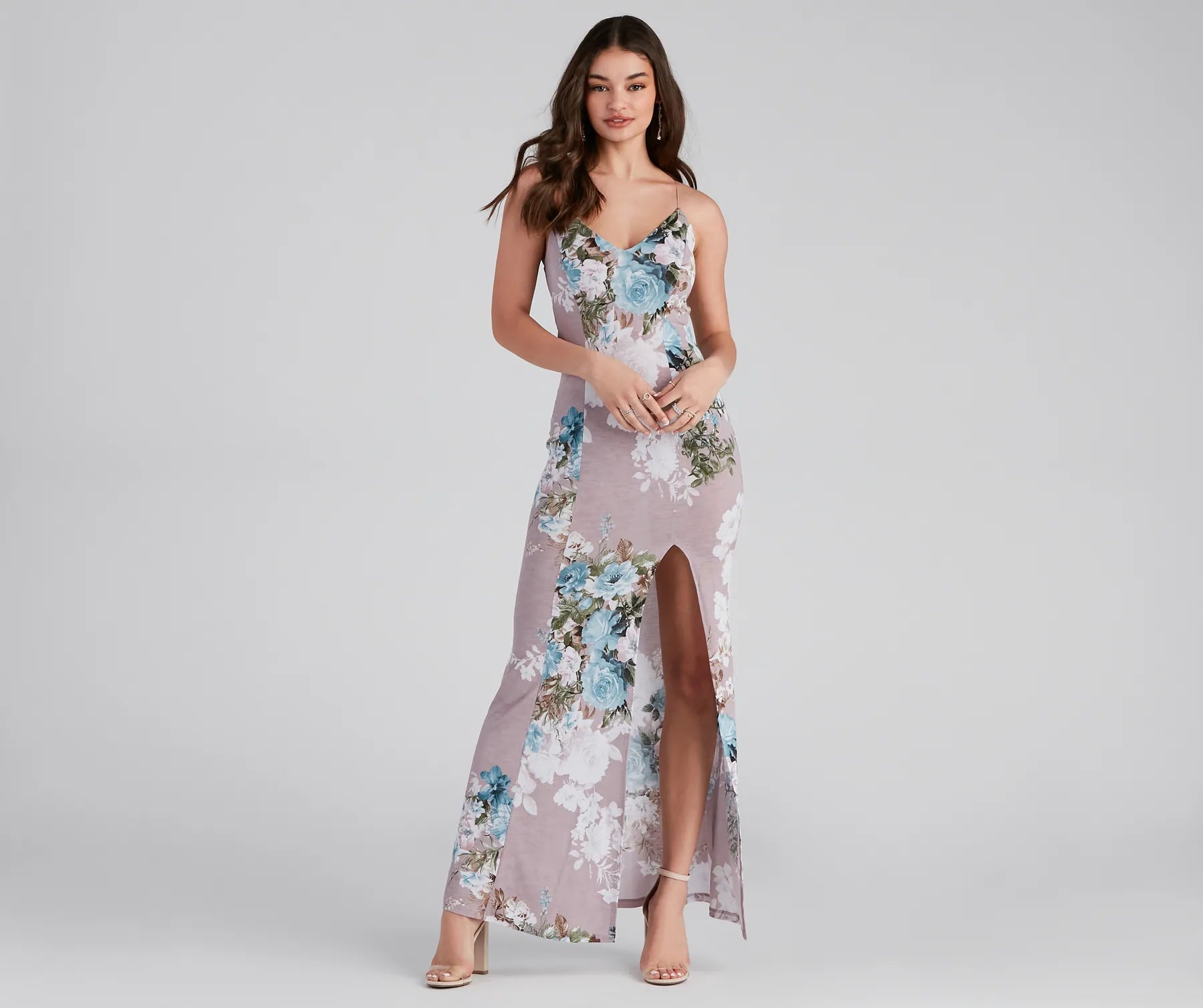 solid color maxi dressesBlooming Floral Knit Maxi Dress