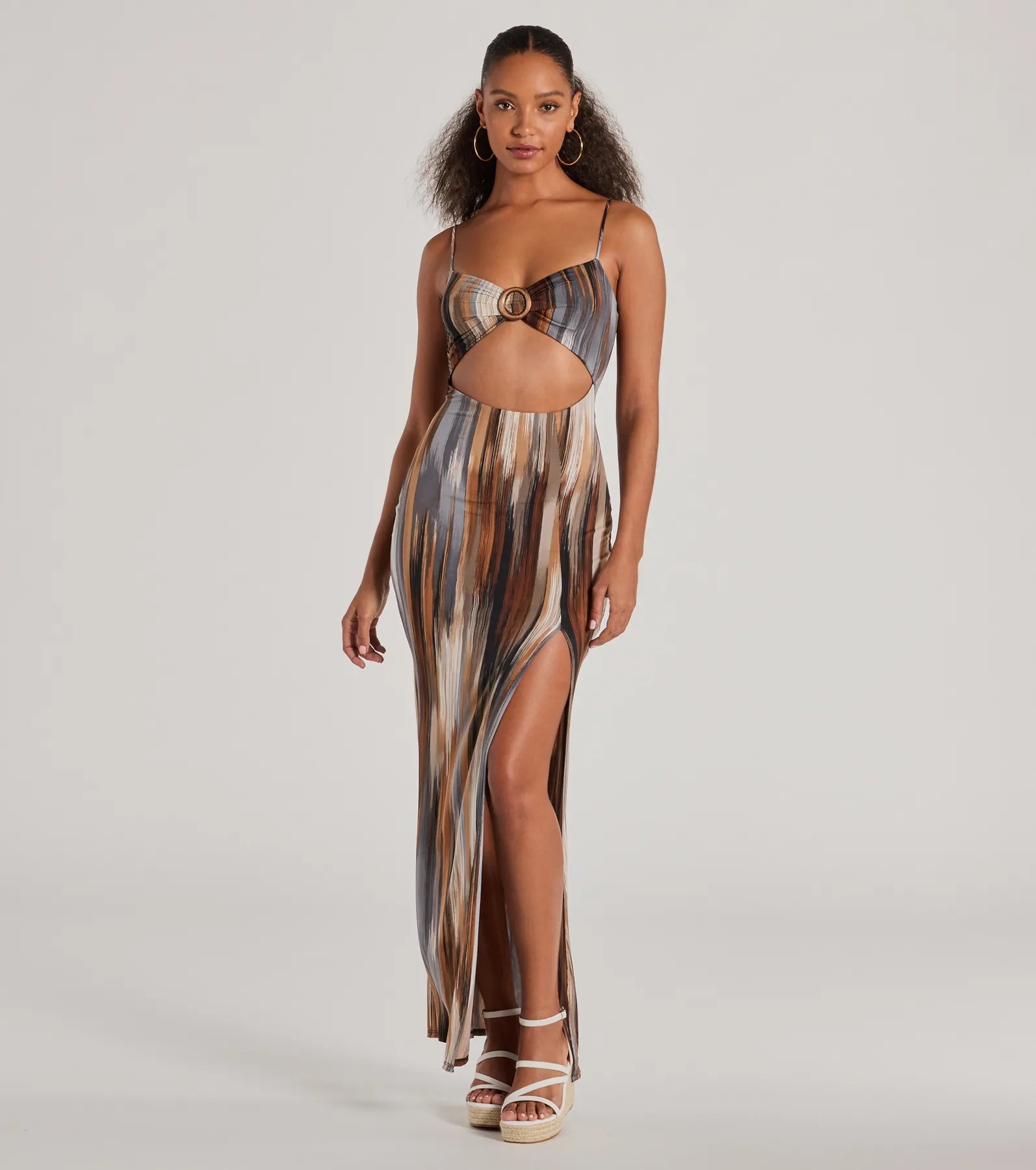 maxi dresses with front pocketsBeauty On Vacay Cutout Abstract Maxi Dress