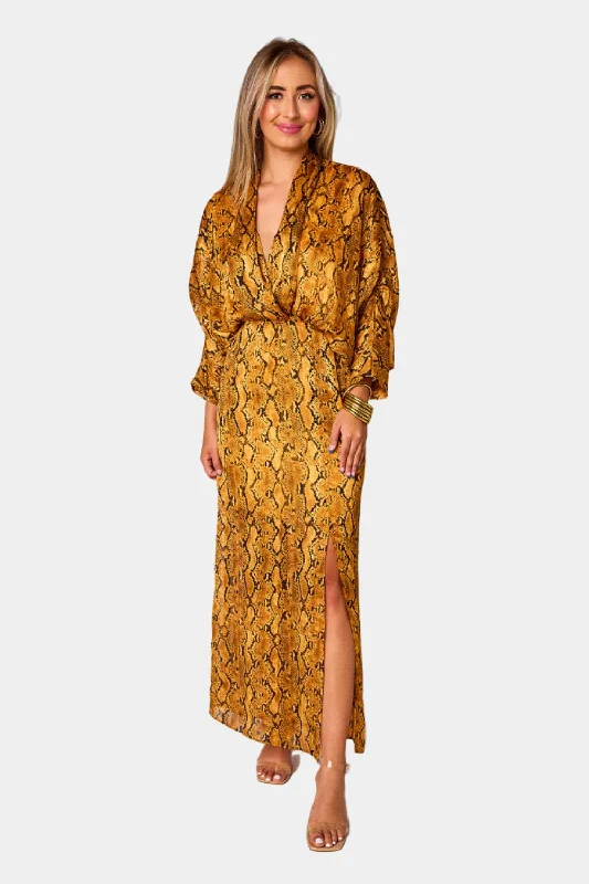 maxi dresses with buttonsJude Long Sleeve Maxi Dress - Snake Charmer