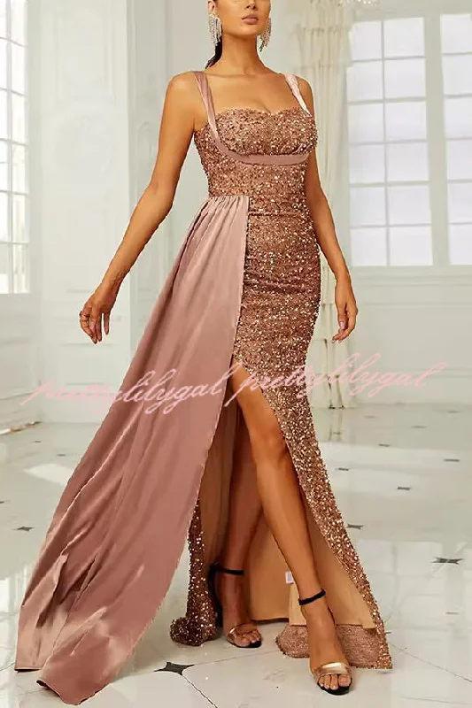 maxi dresses with adjustable strapsBanquet Sequined Backless Strappy Fishtail Maxi Dress