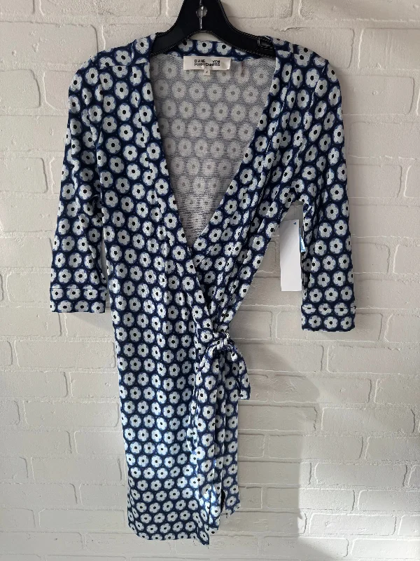 women's mini dressesDress Designer By Diane Von Furstenberg In Blue & White, Size: Xs