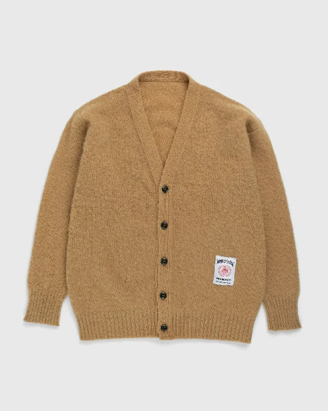 women's curve-hugging dressesJ. PRESS X HIGHSNOBIETY SHAGGY DOG CARDIGAN - TAN