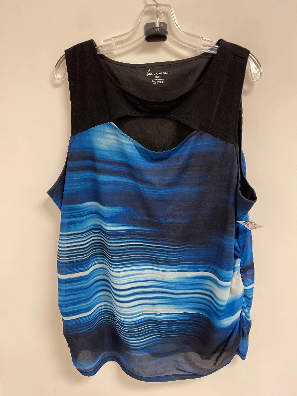 women's bespoke dressesTop Sleeveless By Lane Bryant In Black & Blue, Size: 3x