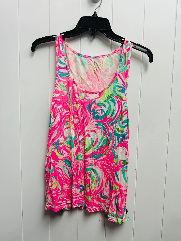 women's luxury dressesTop Sleeveless Designer By Lilly Pulitzer In Pink & White, Size: S