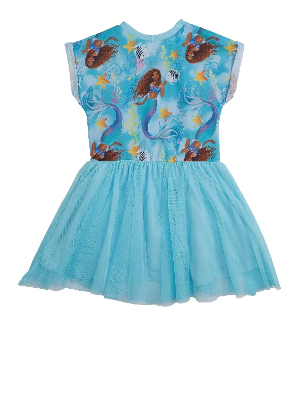 women's designer dressesLittle Girls The Little Mermaid Graphic Cuffed Sleeve Tutu Dress