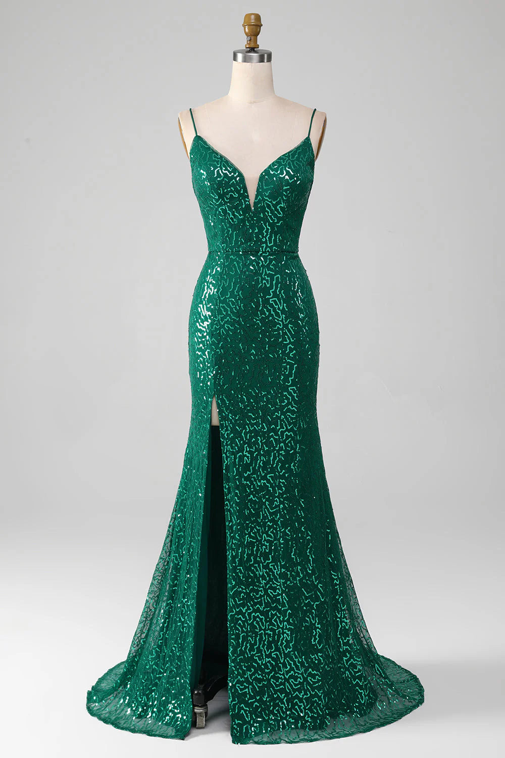 high-slit prom dressesAmzcw Dark Green Mermaid Sparkly Beaded Sequins Long Prom Dress with Slit prom clothing