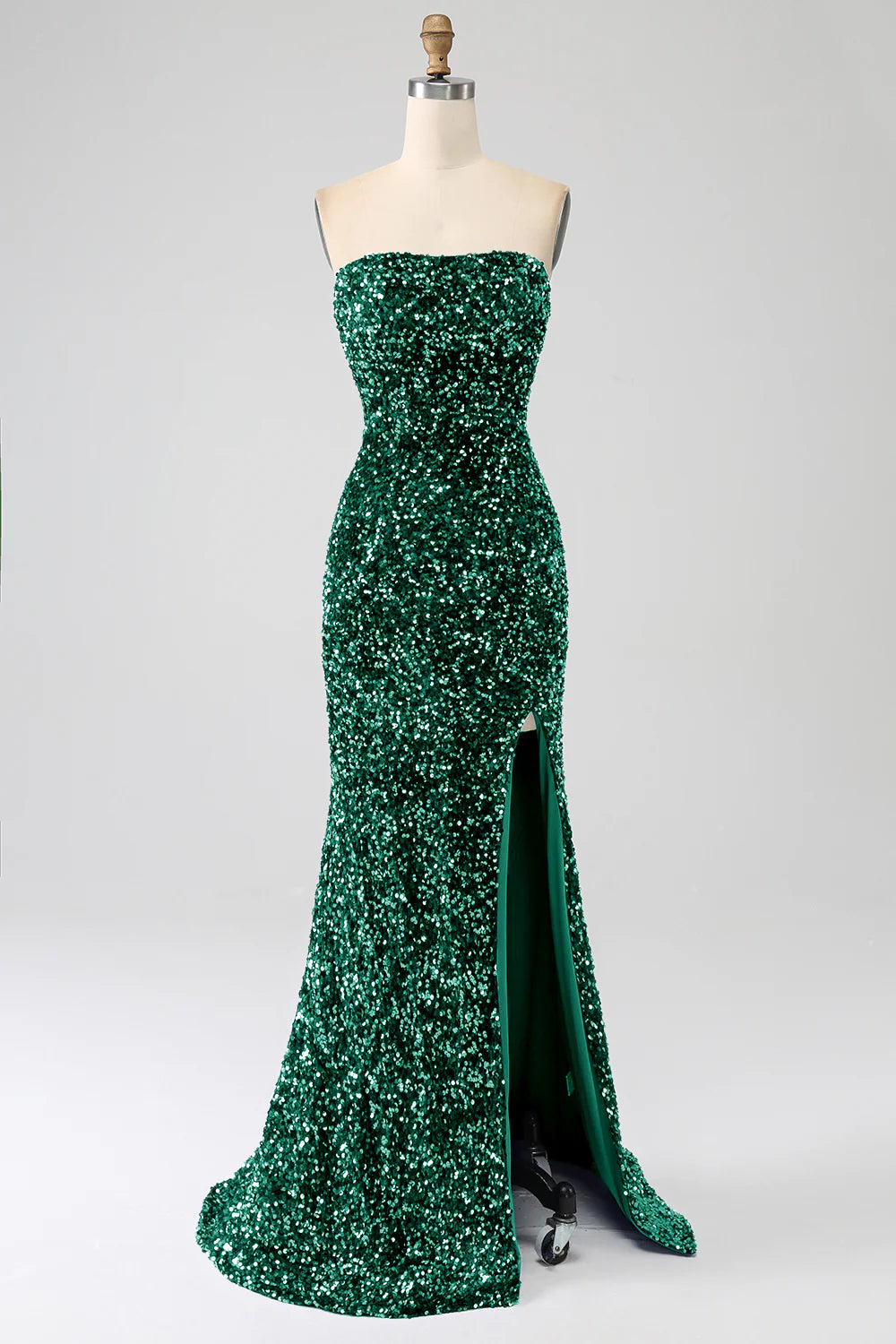 animal print prom dressesAmzcw Dark Green Mermaid Strapless Sequins Long Prom Dress With Slit prom dresses shops