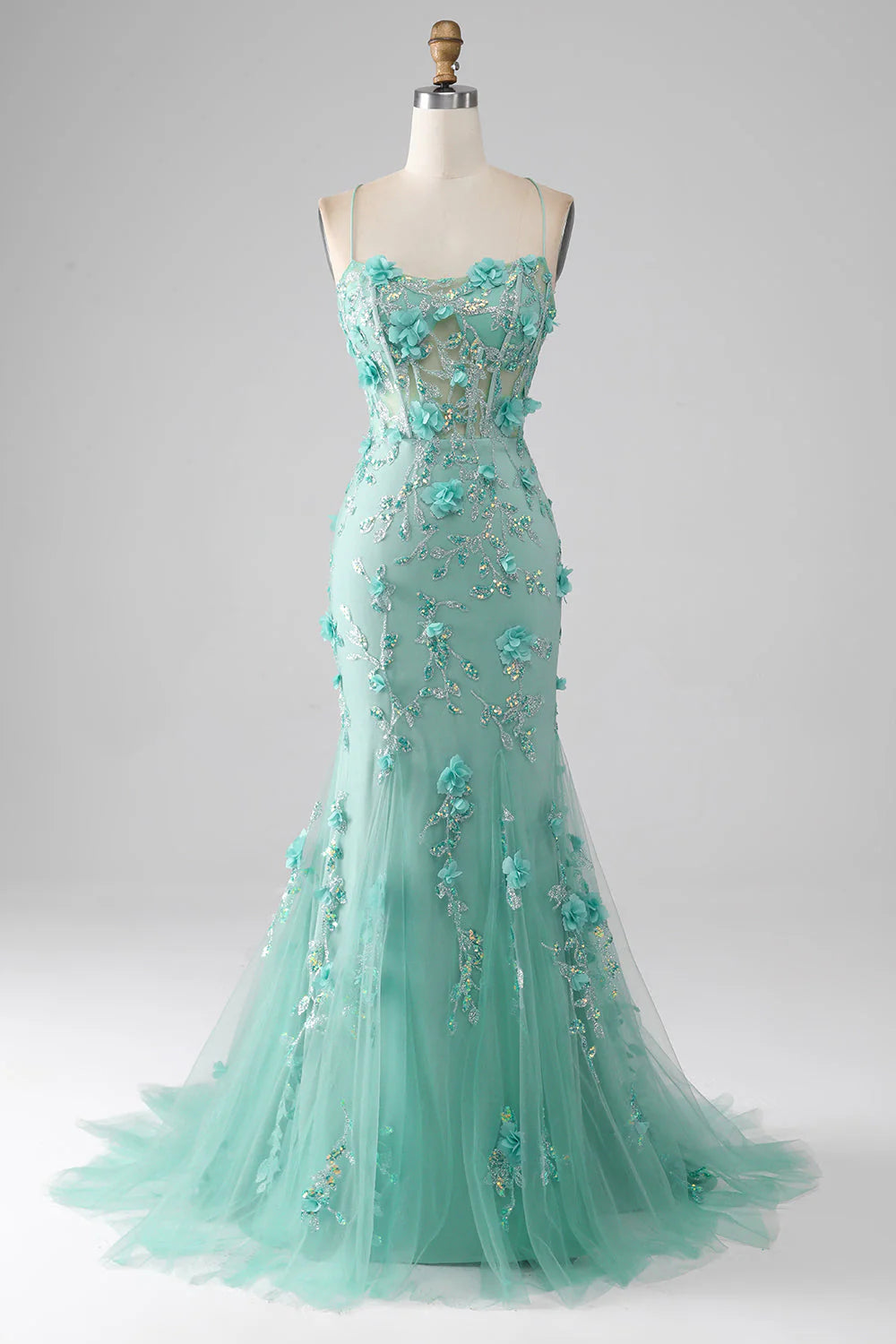 ready-to-wear prom dressesAmzcw Green Mermaid Spaghetti Straps Long Prom Dress with Appliques prom dresses shops