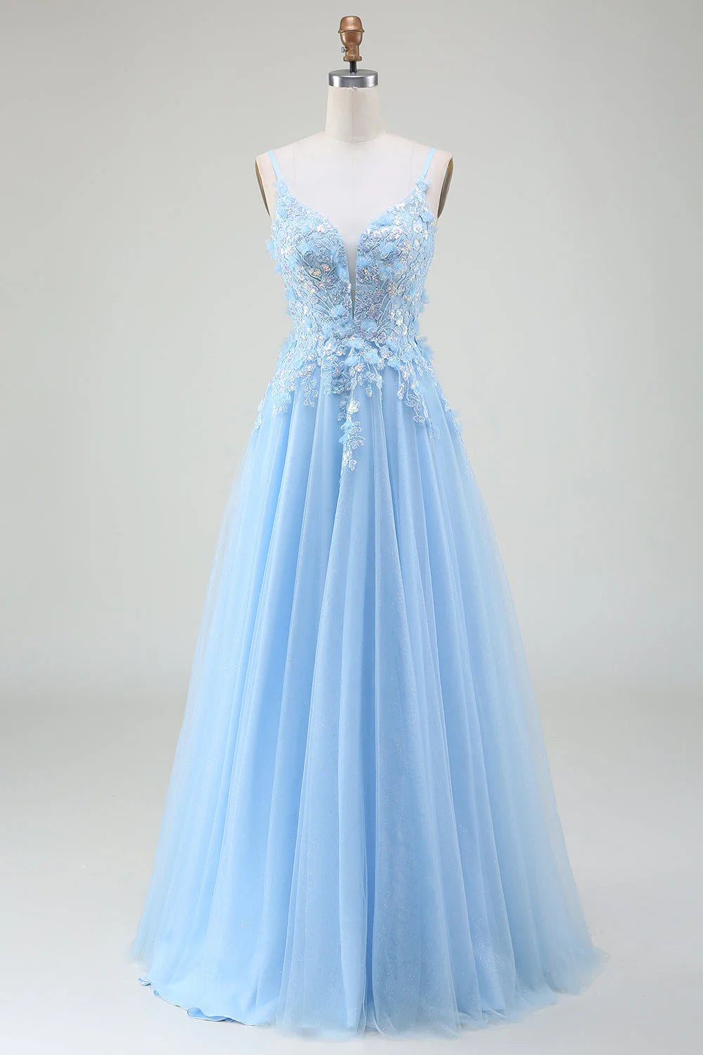 geometric print prom dressesAmzcw Light Blue A-Line Spaghetti Straps Long Prom Dress with Appliques prom dresses shops