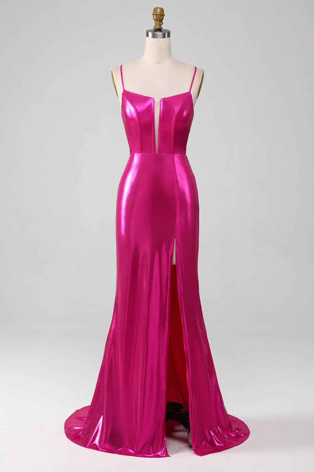 prom dress inspiration galleriesAmzcw Sparkly Hot Pink Mermaid Spaghetti Straps Simple Prom Dress With Slit prom dresses shops