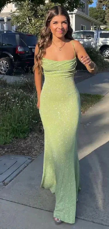 prom dresses for hourglass figuresSpaghetti Straps Sparkly Long Prom Dresses Mermaid Prom Dress   S5203